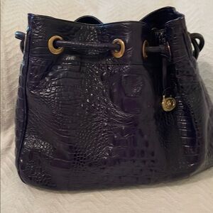 Brahmin Elegant Dark Purple Croc-Embossed Women's Bag